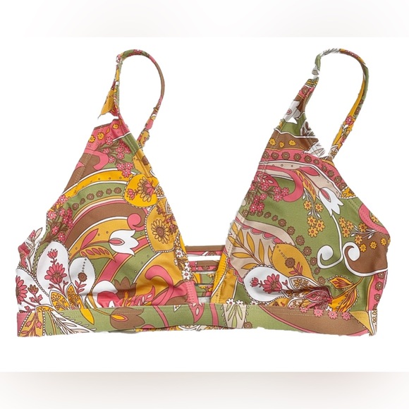 Gianni Bini Floral Bikini Top Womens Small Multicolor Padded Strappy Back - Picture 4 of 9
